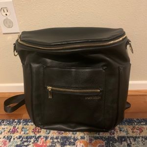 Fawn design large black faux leather bag